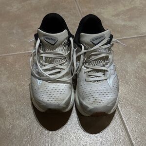 Saucony Cream and Black Athletic Sneakers